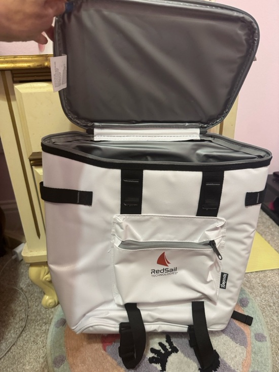 White and Gray Insulated Lunch Bag